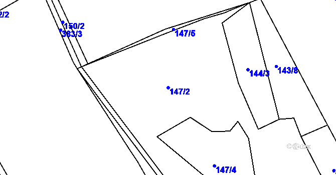 Parcela st. 147/2 v KÚ Bradlec, Katastrální mapa