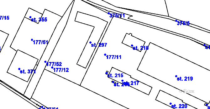 Parcela st. 177/11 v KÚ Bradlec, Katastrální mapa