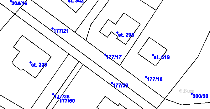 Parcela st. 177/17 v KÚ Bradlec, Katastrální mapa