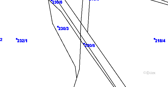 Parcela st. 230/5 v KÚ Bradlec, Katastrální mapa