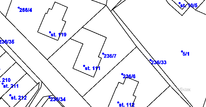 Parcela st. 236/7 v KÚ Bradlec, Katastrální mapa