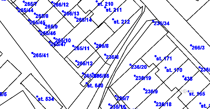 Parcela st. 236/8 v KÚ Bradlec, Katastrální mapa