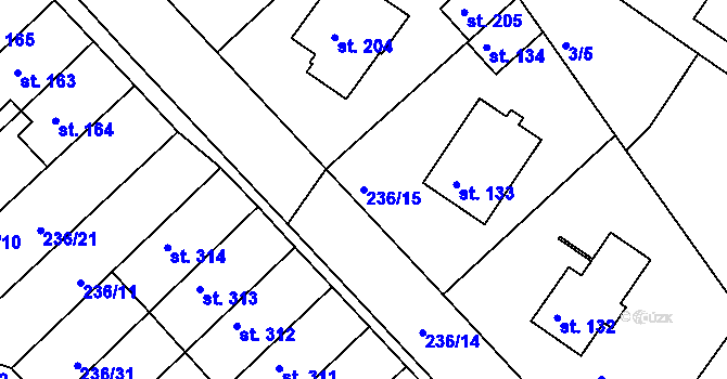 Parcela st. 236/15 v KÚ Bradlec, Katastrální mapa