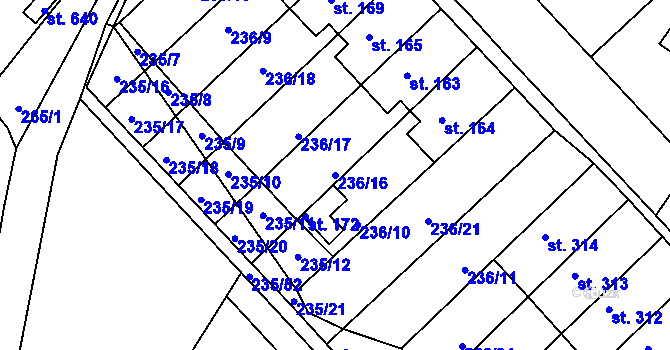 Parcela st. 236/16 v KÚ Bradlec, Katastrální mapa