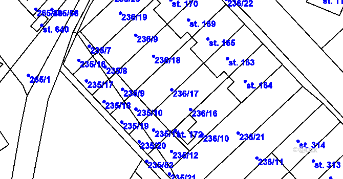 Parcela st. 236/17 v KÚ Bradlec, Katastrální mapa