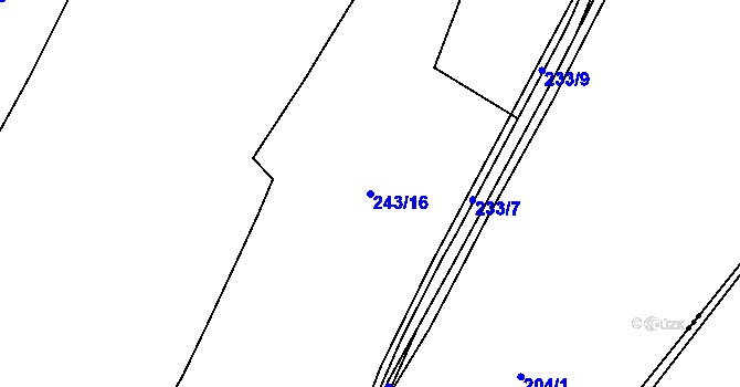 Parcela st. 243/16 v KÚ Bradlec, Katastrální mapa