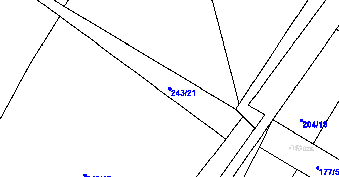 Parcela st. 243/21 v KÚ Bradlec, Katastrální mapa