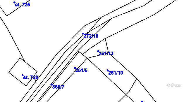 Parcela st. 261/13 v KÚ Bradlec, Katastrální mapa