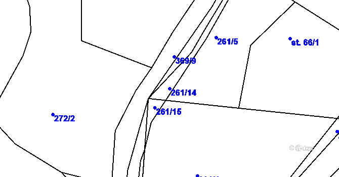 Parcela st. 261/14 v KÚ Bradlec, Katastrální mapa