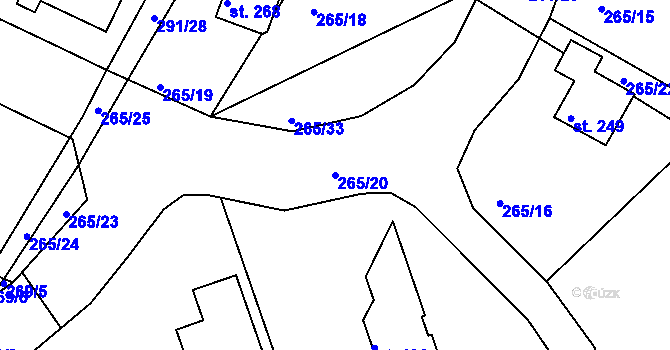 Parcela st. 265/20 v KÚ Bradlec, Katastrální mapa