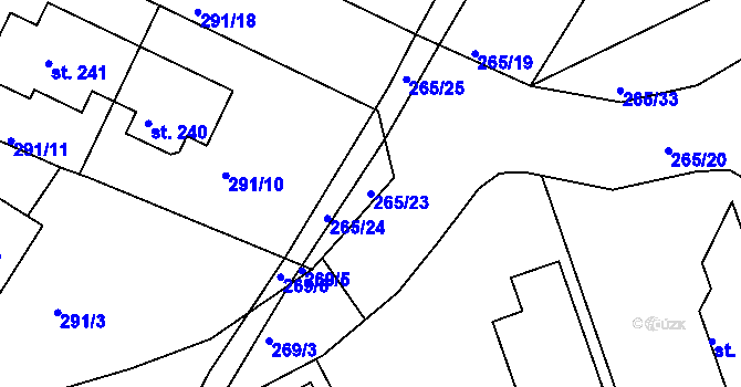 Parcela st. 265/23 v KÚ Bradlec, Katastrální mapa