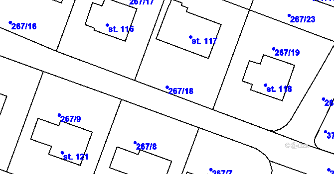 Parcela st. 267/18 v KÚ Bradlec, Katastrální mapa