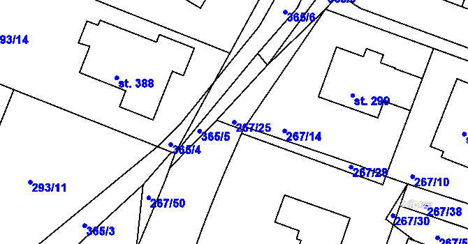 Parcela st. 267/25 v KÚ Bradlec, Katastrální mapa