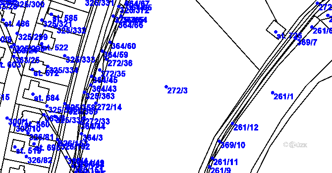 Parcela st. 272/3 v KÚ Bradlec, Katastrální mapa