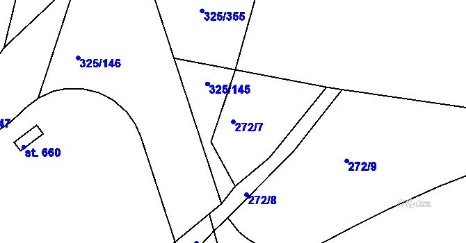 Parcela st. 272/7 v KÚ Bradlec, Katastrální mapa