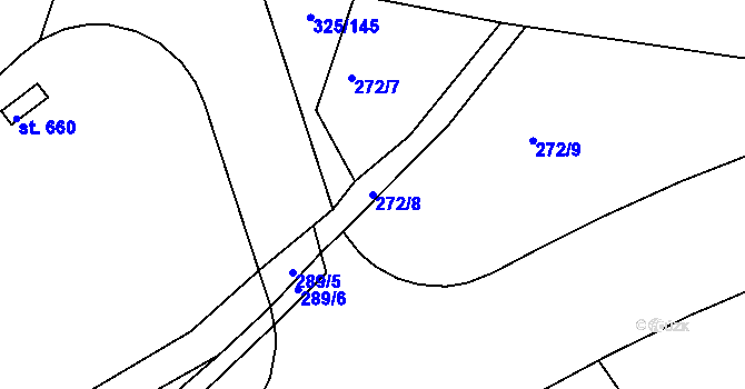 Parcela st. 272/8 v KÚ Bradlec, Katastrální mapa