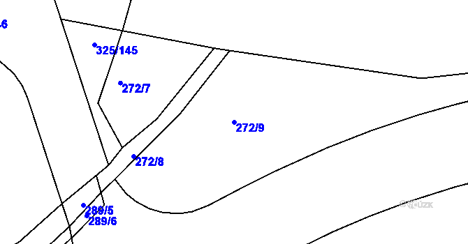 Parcela st. 272/9 v KÚ Bradlec, Katastrální mapa