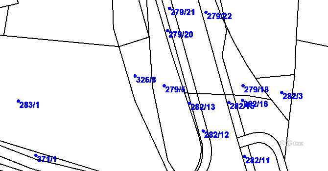 Parcela st. 279/5 v KÚ Bradlec, Katastrální mapa