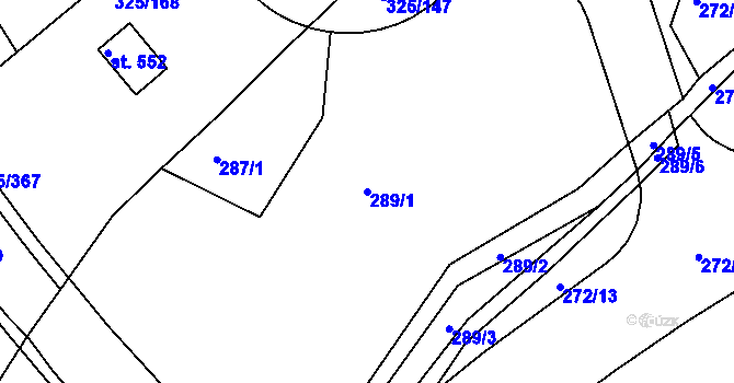 Parcela st. 289/1 v KÚ Bradlec, Katastrální mapa