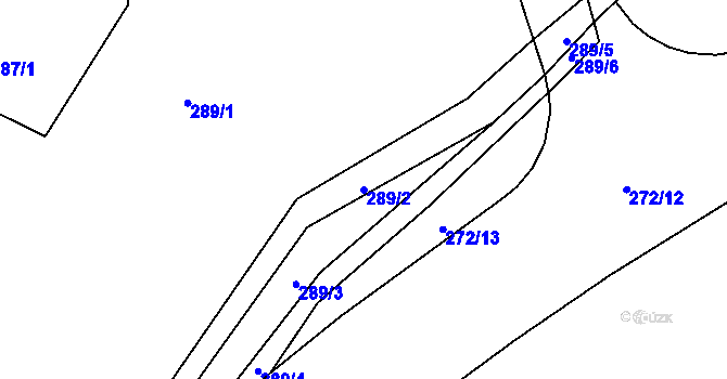 Parcela st. 289/2 v KÚ Bradlec, Katastrální mapa