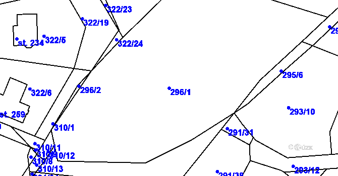 Parcela st. 296/1 v KÚ Bradlec, Katastrální mapa