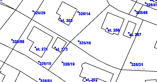 Parcela st. 325/18 v KÚ Bradlec, Katastrální mapa
