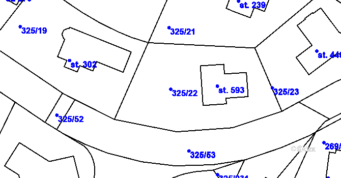 Parcela st. 325/22 v KÚ Bradlec, Katastrální mapa