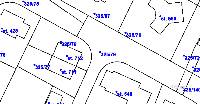 Parcela st. 325/79 v KÚ Bradlec, Katastrální mapa