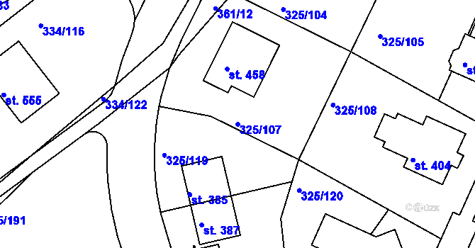 Parcela st. 325/107 v KÚ Bradlec, Katastrální mapa