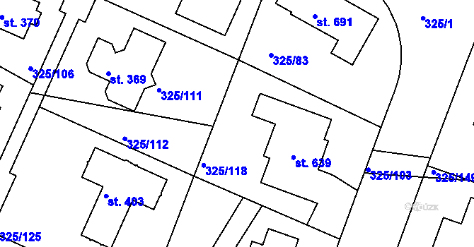 Parcela st. 325/113 v KÚ Bradlec, Katastrální mapa