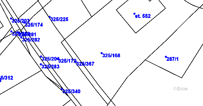 Parcela st. 325/168 v KÚ Bradlec, Katastrální mapa