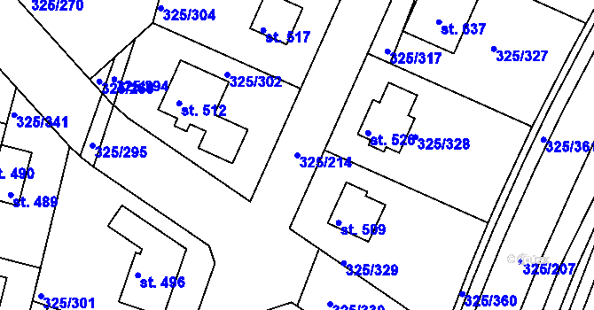 Parcela st. 325/214 v KÚ Bradlec, Katastrální mapa
