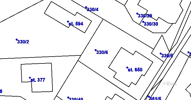 Parcela st. 330/6 v KÚ Bradlec, Katastrální mapa