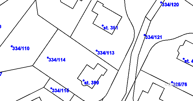 Parcela st. 334/113 v KÚ Bradlec, Katastrální mapa