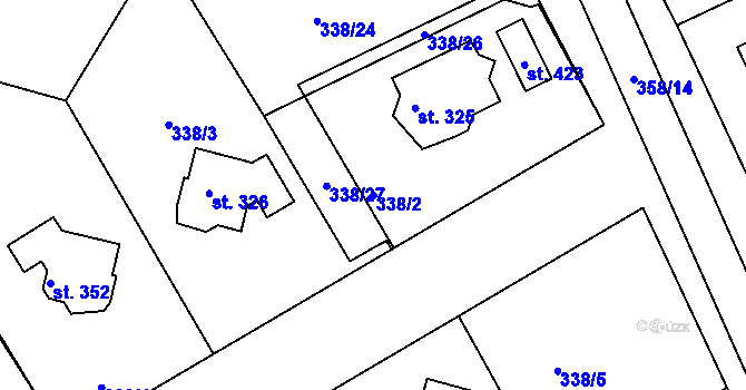 Parcela st. 338/2 v KÚ Bradlec, Katastrální mapa