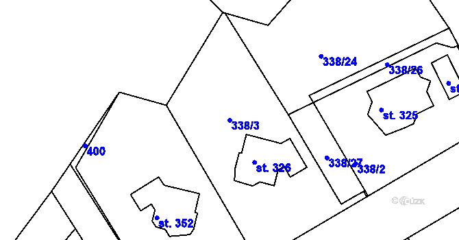 Parcela st. 338/3 v KÚ Bradlec, Katastrální mapa