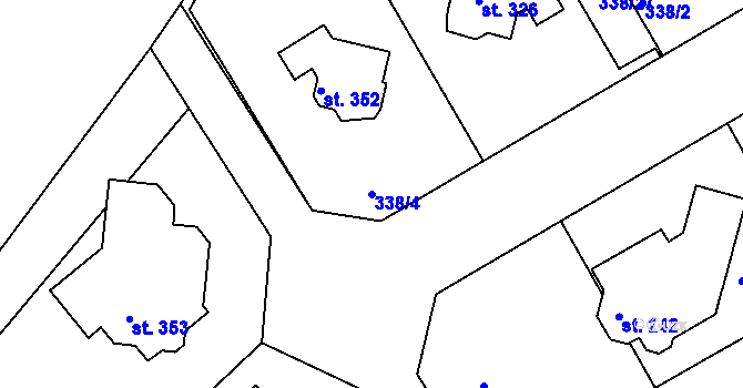 Parcela st. 338/4 v KÚ Bradlec, Katastrální mapa