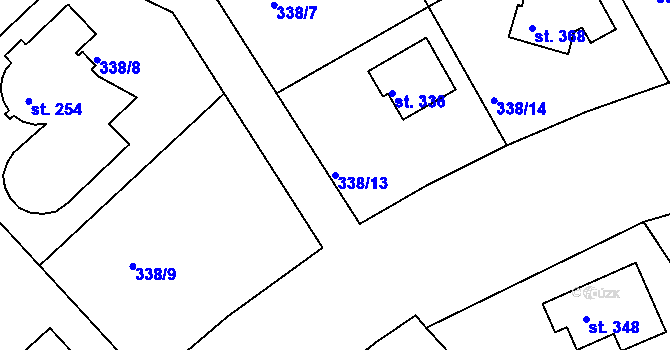 Parcela st. 338/13 v KÚ Bradlec, Katastrální mapa