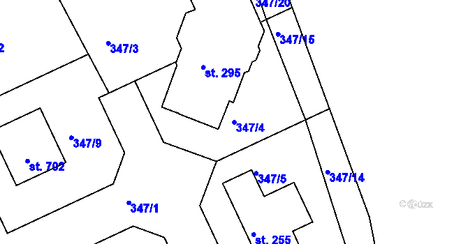 Parcela st. 347/4 v KÚ Bradlec, Katastrální mapa