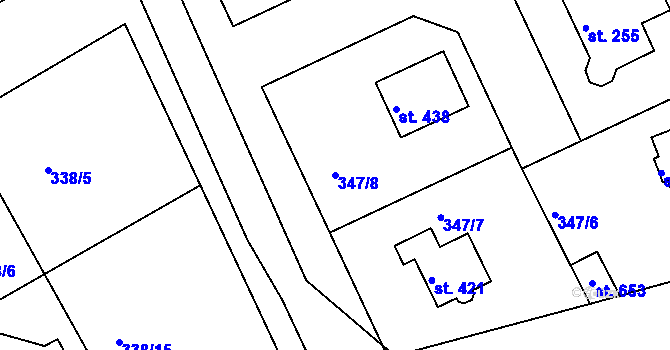 Parcela st. 347/8 v KÚ Bradlec, Katastrální mapa