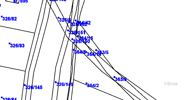 Parcela st. 363/5 v KÚ Bradlec, Katastrální mapa