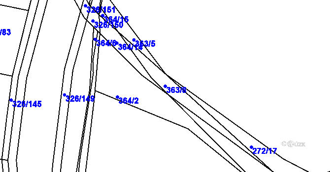 Parcela st. 363/8 v KÚ Bradlec, Katastrální mapa