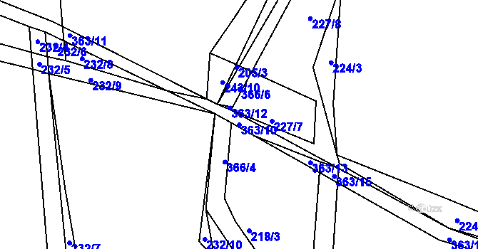 Parcela st. 363/10 v KÚ Bradlec, Katastrální mapa
