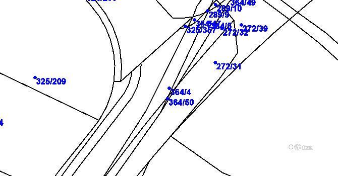 Parcela st. 364/4 v KÚ Bradlec, Katastrální mapa