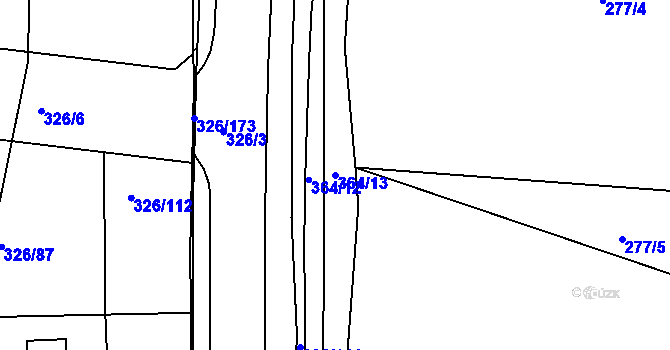 Parcela st. 364/13 v KÚ Bradlec, Katastrální mapa