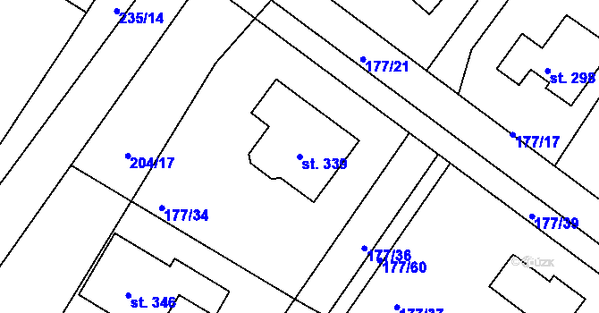 Parcela st. 339 v KÚ Bradlec, Katastrální mapa