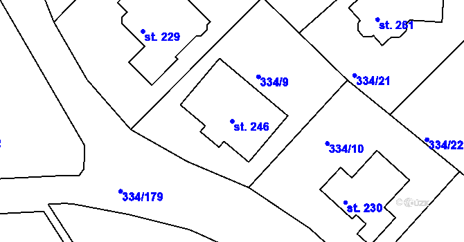 Parcela st. 246 v KÚ Bradlec, Katastrální mapa