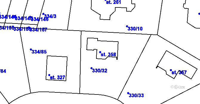 Parcela st. 358 v KÚ Bradlec, Katastrální mapa