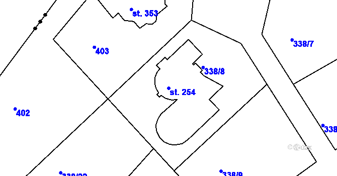 Parcela st. 254 v KÚ Bradlec, Katastrální mapa