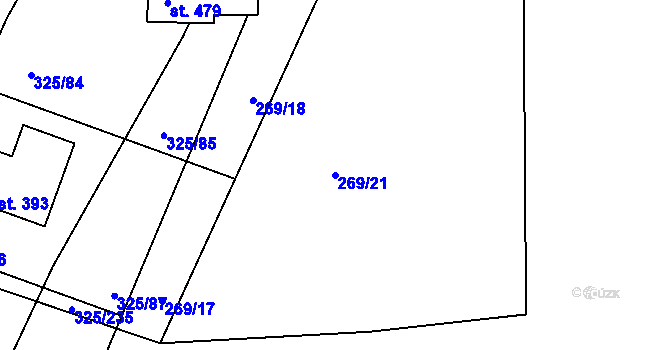 Parcela st. 269/21 v KÚ Bradlec, Katastrální mapa
